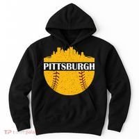 Distressed Novelty Pirate Pittsburgh Baseball Cityscape Hoodie thumb 0