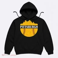 Distressed Novelty Pirate Pittsburgh Baseball Cityscape Hoodie thumb 0