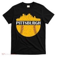 Distressed Novelty Pirate Pittsburgh Baseball Cityscape T-Shirt thumb 0