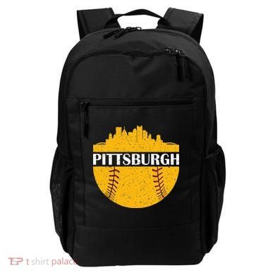 Distressed Novelty Pirate Pittsburgh Baseball Cityscape Backpack