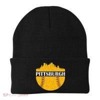 Distressed Novelty Pirate Pittsburgh Baseball Cityscape Beanie thumb 0
