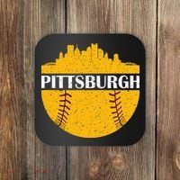 Distressed Novelty Pirate Pittsburgh Baseball Cityscape Coaster thumb 0