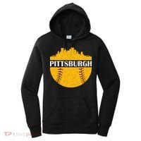Distressed Novelty Pirate Pittsburgh Baseball Cityscape Women's Hoodie thumb 0