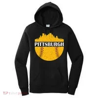 Distressed Novelty Pirate Pittsburgh Baseball Cityscape Women's Hoodie thumb 0