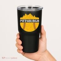 Distressed Novelty Pirate Pittsburgh Baseball Cityscape Tumbler thumb 2