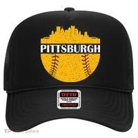 Distressed Novelty Pirate Pittsburgh Baseball Cityscape Hat thumb 0