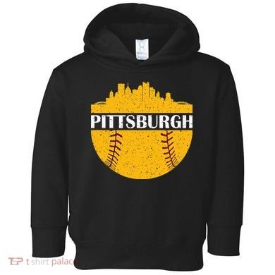 Distressed Novelty Pirate Pittsburgh Baseball Cityscape Toddler Hoodie