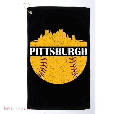 Distressed Novelty Pirate Pittsburgh Baseball Cityscape Golf Towel