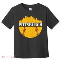 Distressed Novelty Pirate Pittsburgh Baseball Cityscape Toddler T-Shirt thumb 0