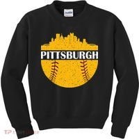 Distressed Novelty Pirate Pittsburgh Baseball Cityscape Kids Sweatshirt thumb 0