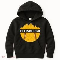 Distressed Novelty Pirate Pittsburgh Baseball Cityscape Kids Hoodie thumb 0