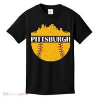 Distressed Novelty Pirate Pittsburgh Baseball Cityscape Kids T-Shirt thumb 0