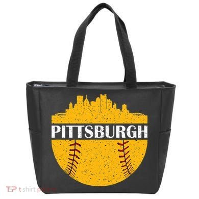 Distressed Novelty Pirate Pittsburgh Baseball Cityscape Tote Bag