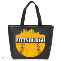 Distressed Novelty Pirate Pittsburgh Baseball Cityscape Tote Bag thumb 0