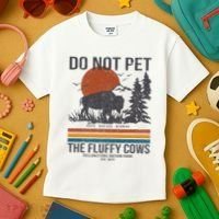 Do Not Pet The Fluffy Cows Yellowstone National Park Kids T-Shirt thumb 3