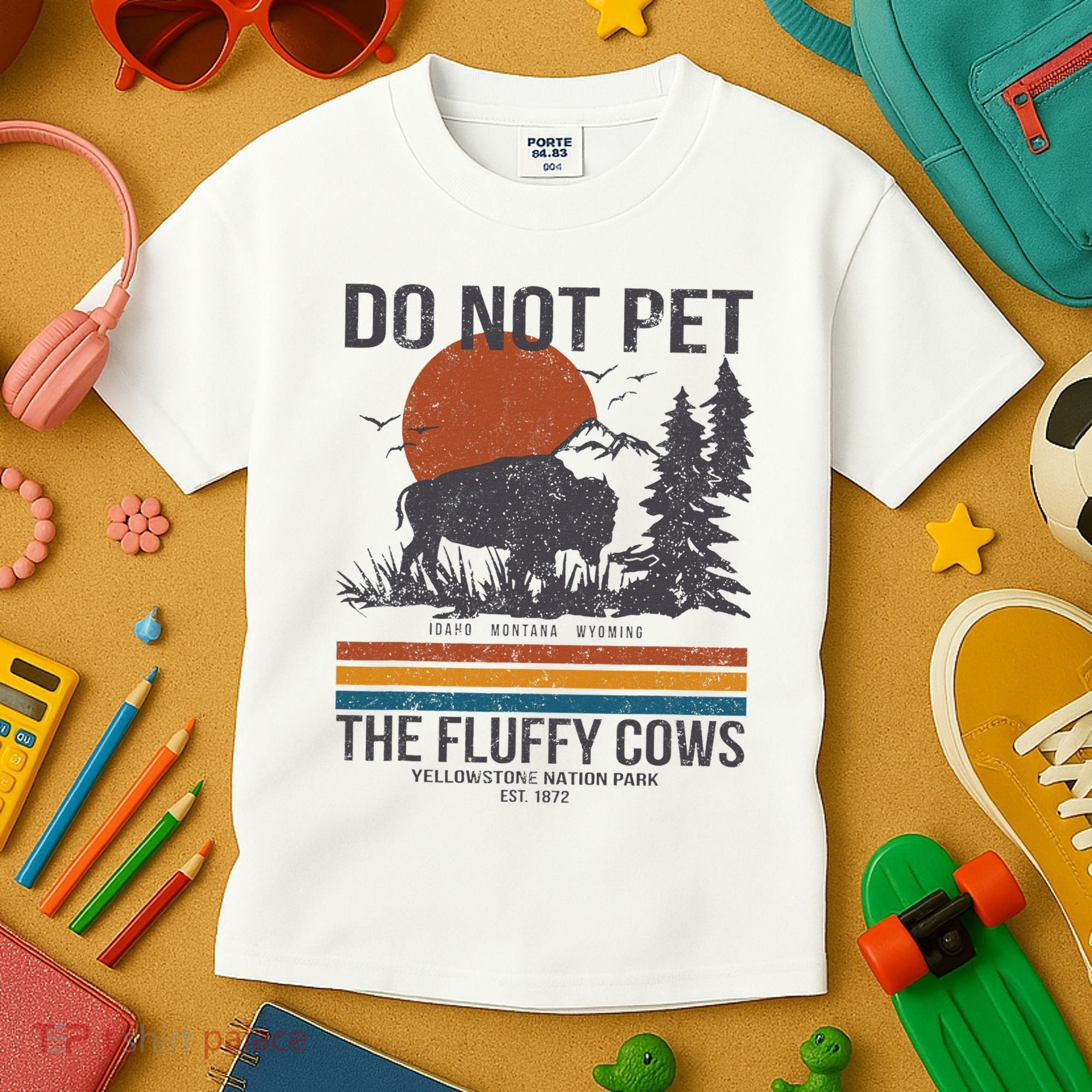 Do Not Pet The Fluffy Cows Yellowstone National Park Kids T-Shirt