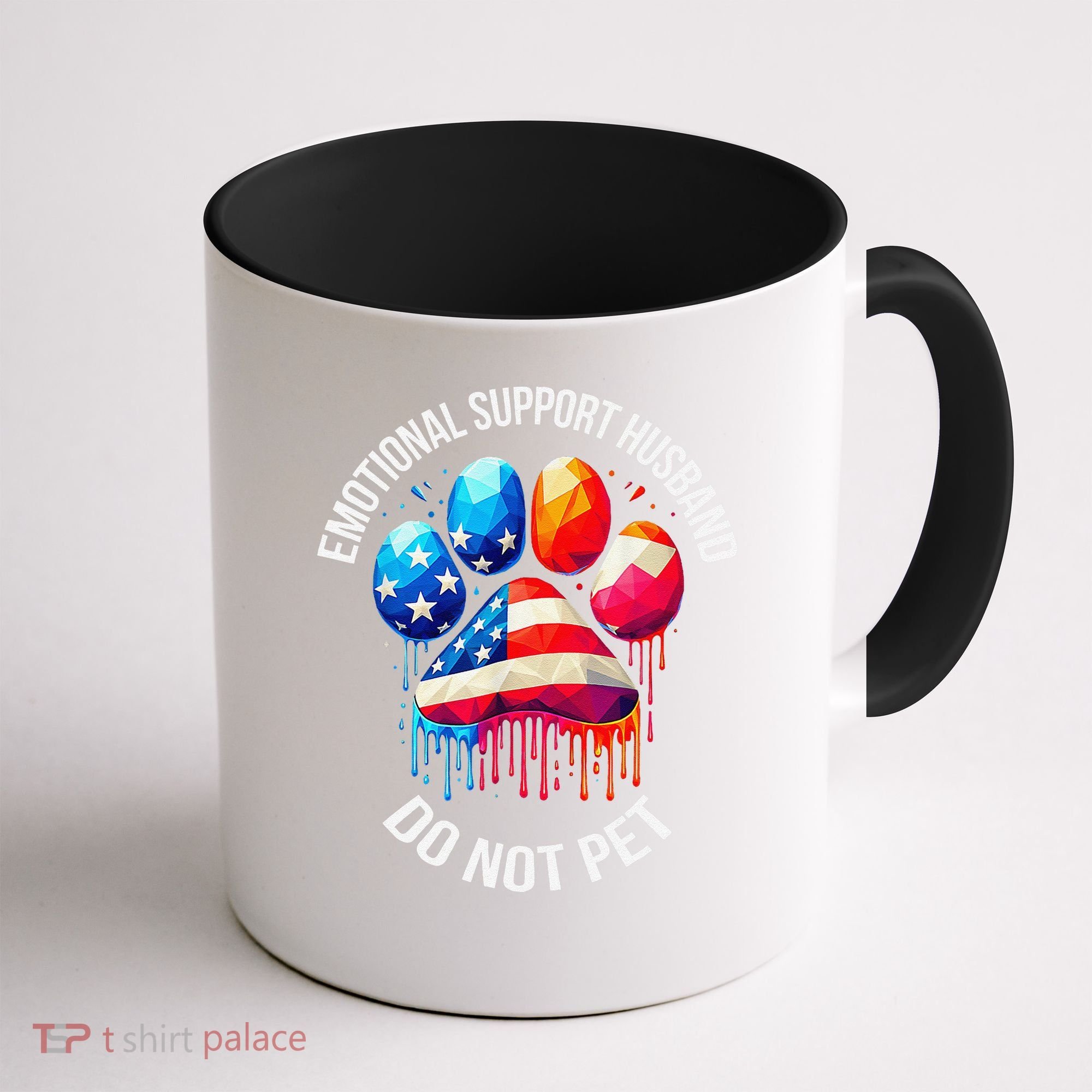 Do Not Pet Emotional Support Husband Funny US Flag Women Coffee Mug