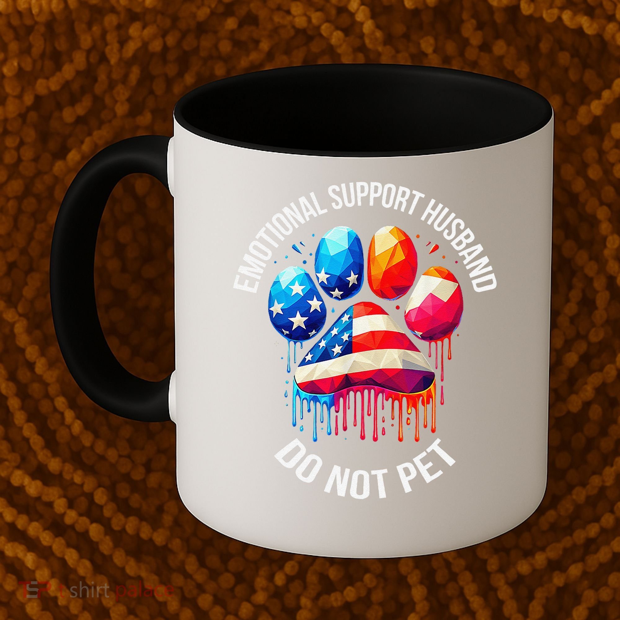 Do Not Pet Emotional Support Husband Funny US Flag Women Coffee Mug