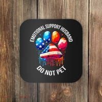Do Not Pet Emotional Support Husband Funny US Flag Women Coaster thumb 0