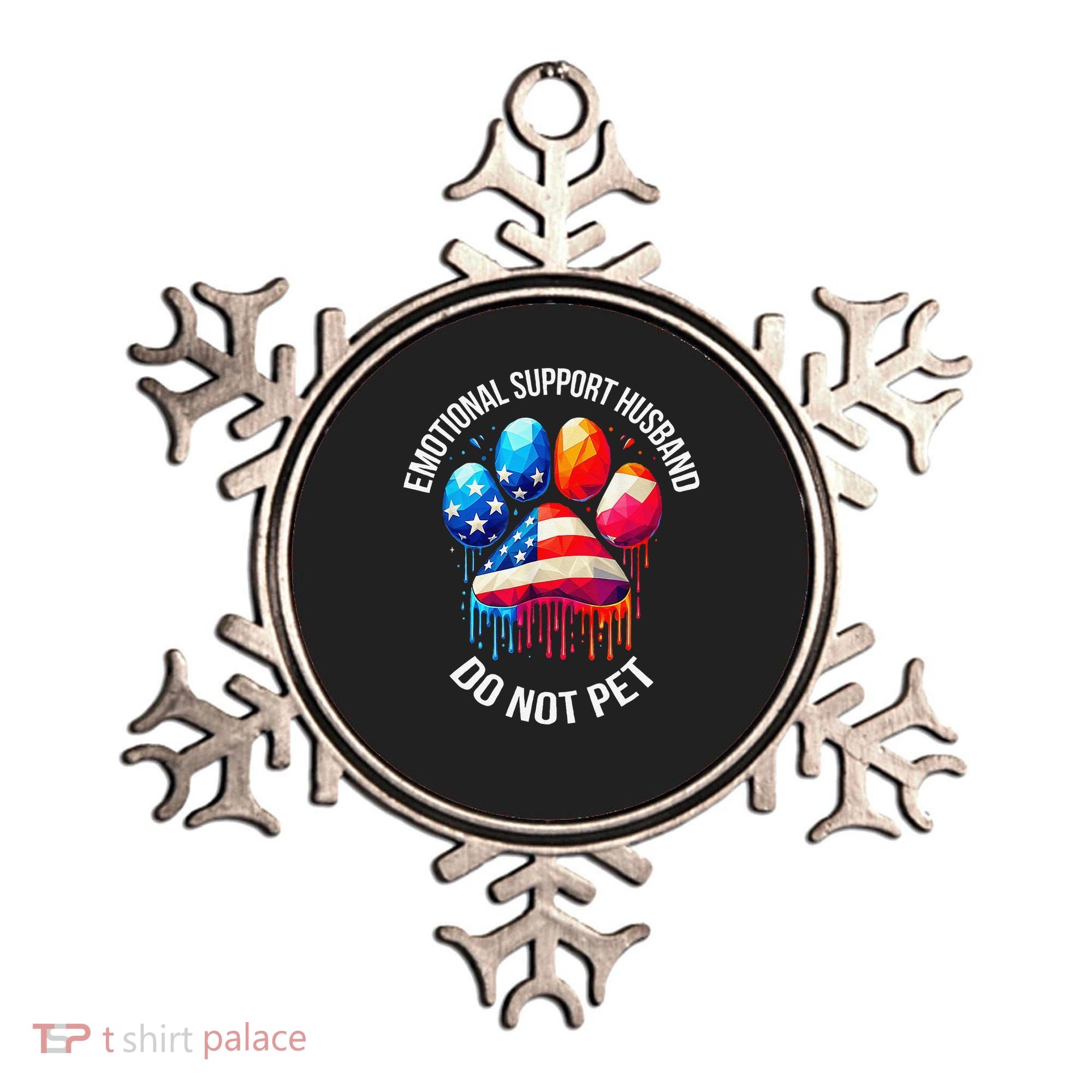 Do Not Pet Emotional Support Husband Funny US Flag Women Ornament