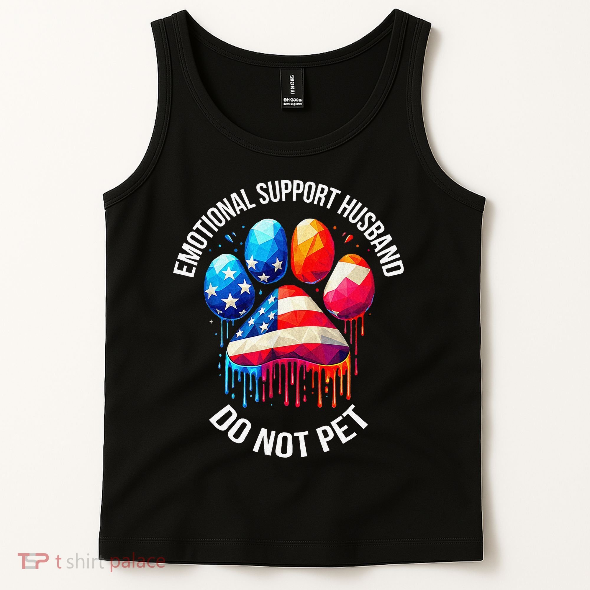 Do Not Pet Emotional Support Husband Funny US Flag Women Tank Top