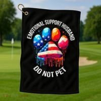 Do Not Pet Emotional Support Husband Funny US Flag Women Golf Towel thumb 1