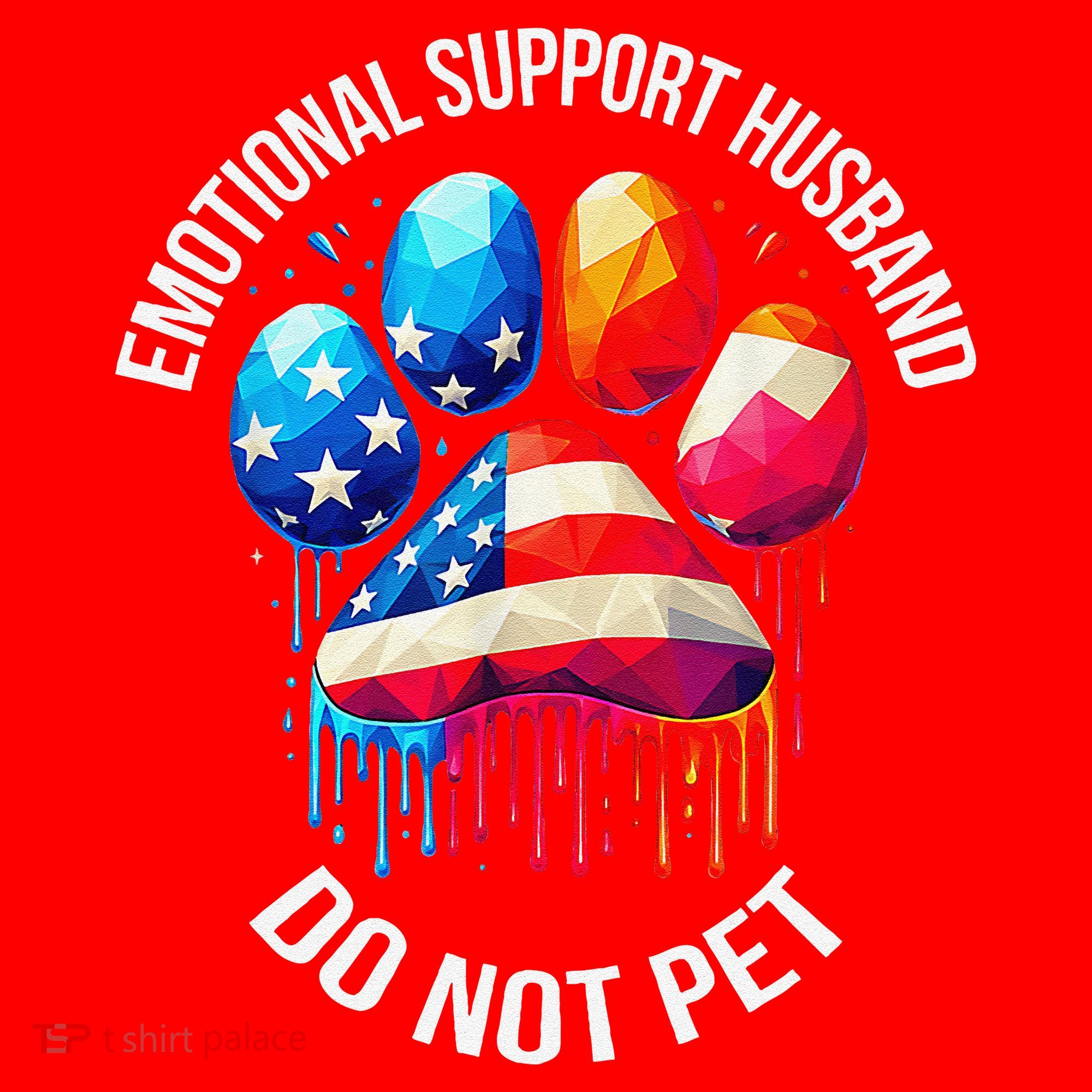 Do Not Pet Emotional Support Husband Funny US Flag Women Santa Hat
