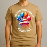 Do Not Pet Emotional Support Husband Funny US Flag Women T-Shirt thumb 3