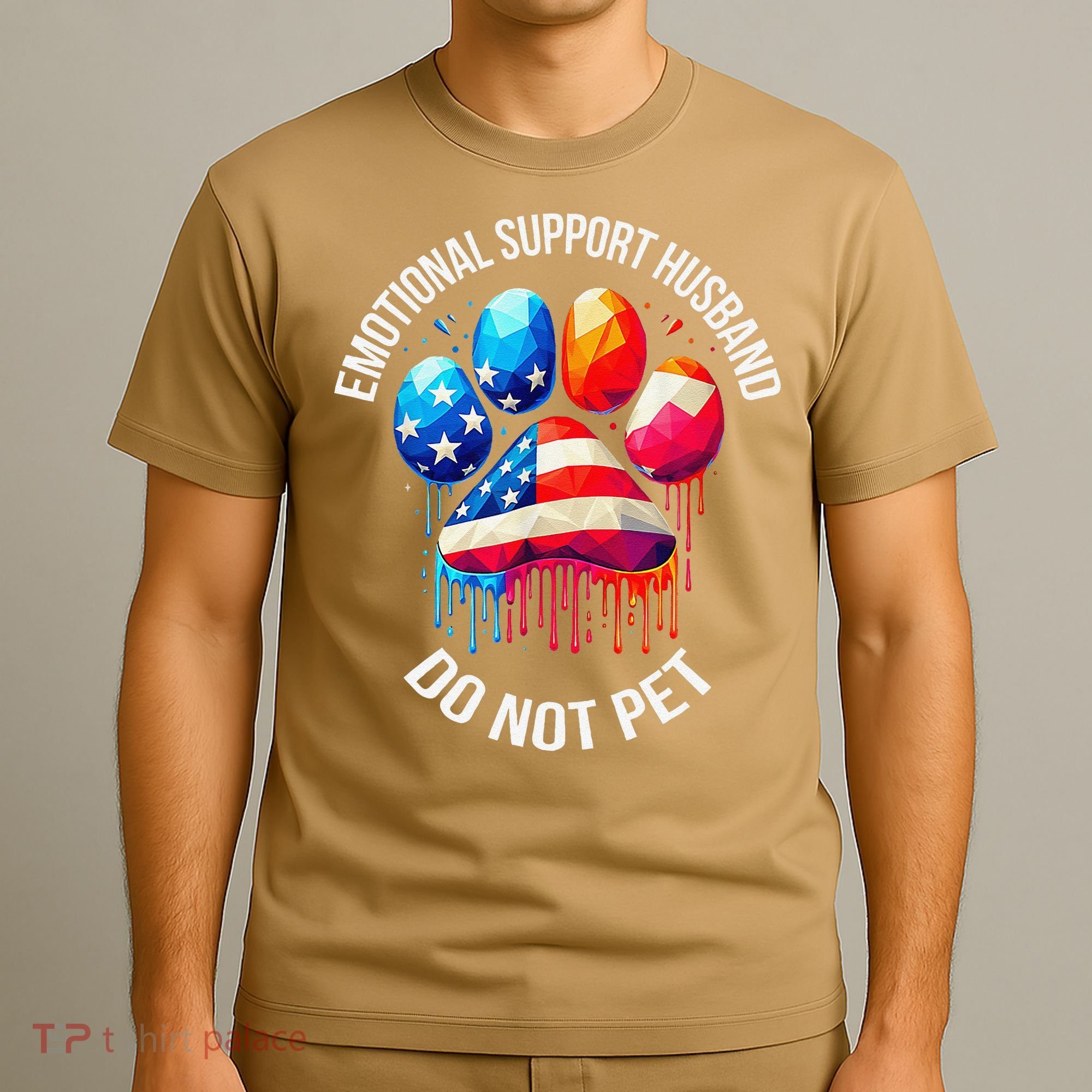 Do Not Pet Emotional Support Husband Funny US Flag Women T-Shirt