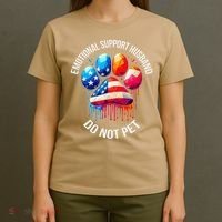 Do Not Pet Emotional Support Husband Funny US Flag Women T-Shirt thumb 4