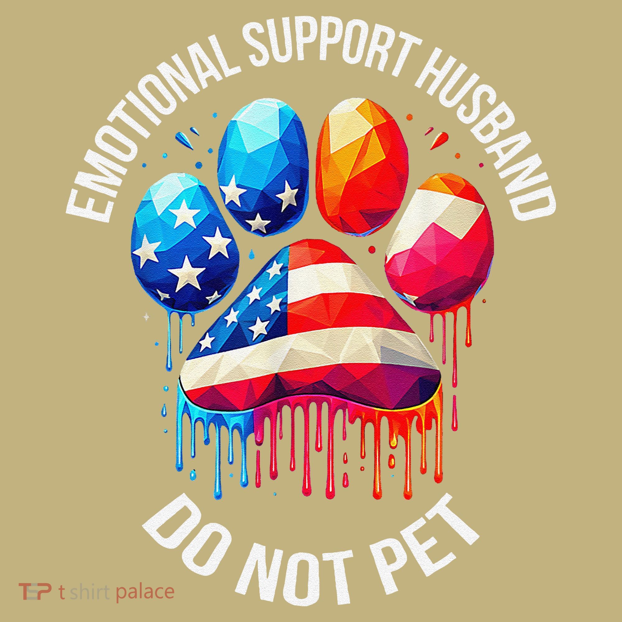 Do Not Pet Emotional Support Husband Funny US Flag Women T-Shirt