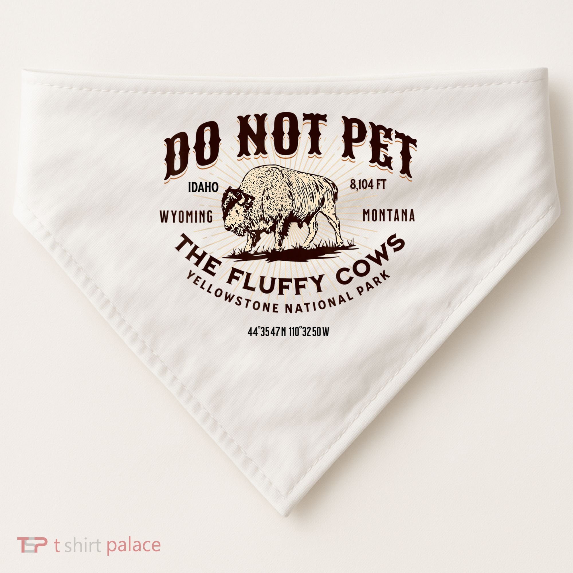 Do Not Pet The Fluffy Cows Bison Yellowstonê National Park USA-Made Doggie Bandana
