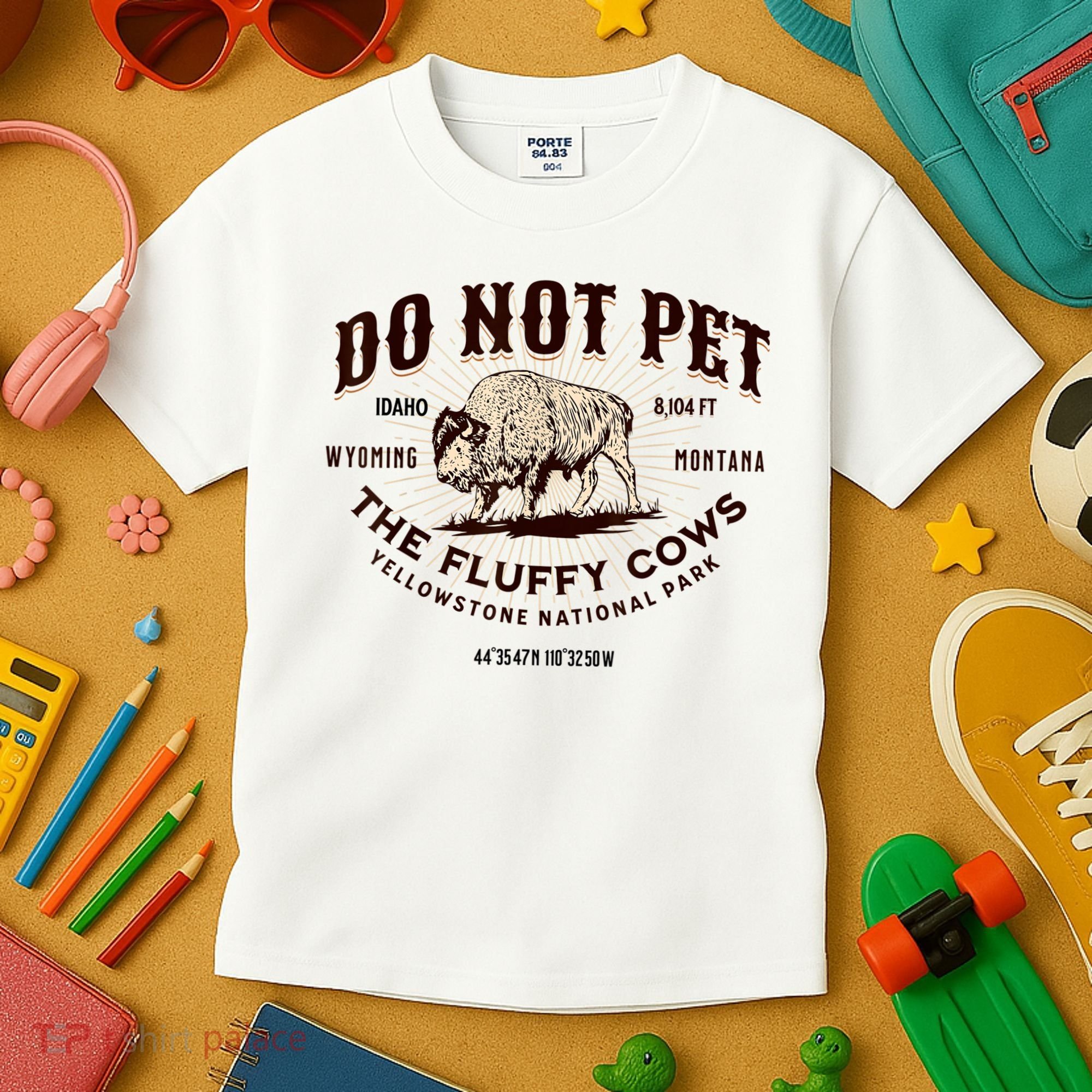 Do Not Pet The Fluffy Cows Bison Yellowstonê National Park Kids T-Shirt