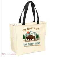 Do Not Pet The Fluffy Cows Bison Yellowstone National Park Tote Bag thumb 2
