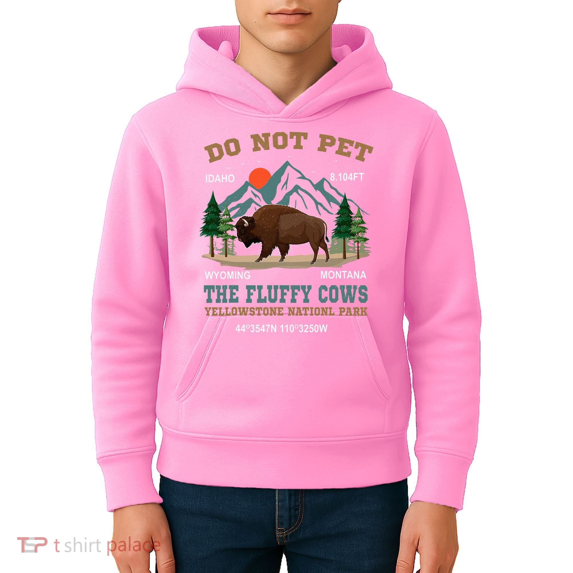 Do Not Pet The Fluffy Cows Bison Yellowstone National Park Kids Hoodie