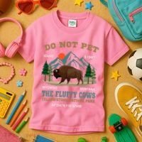 Do Not Pet The Fluffy Cows Bison Yellowstone National Park Kids T-Shirt thumb 3