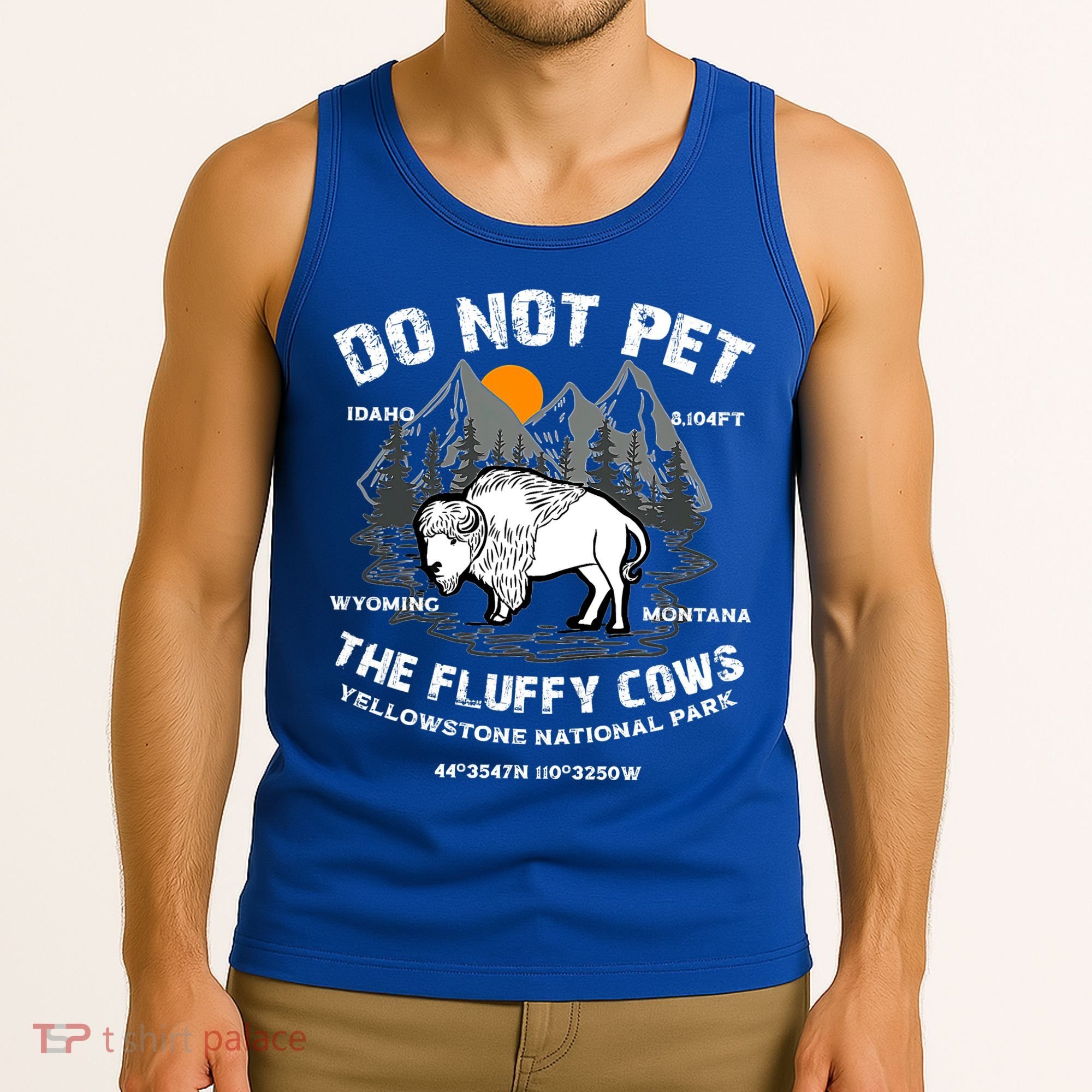 Do Not Pet The Fluffy Cows Bison Yellowston.e Funny Tank Top