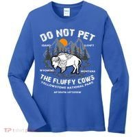 Do Not Pet The Fluffy Cows Bison Yellowston.e Funny Women's Long Sleeve Shirt thumb 0