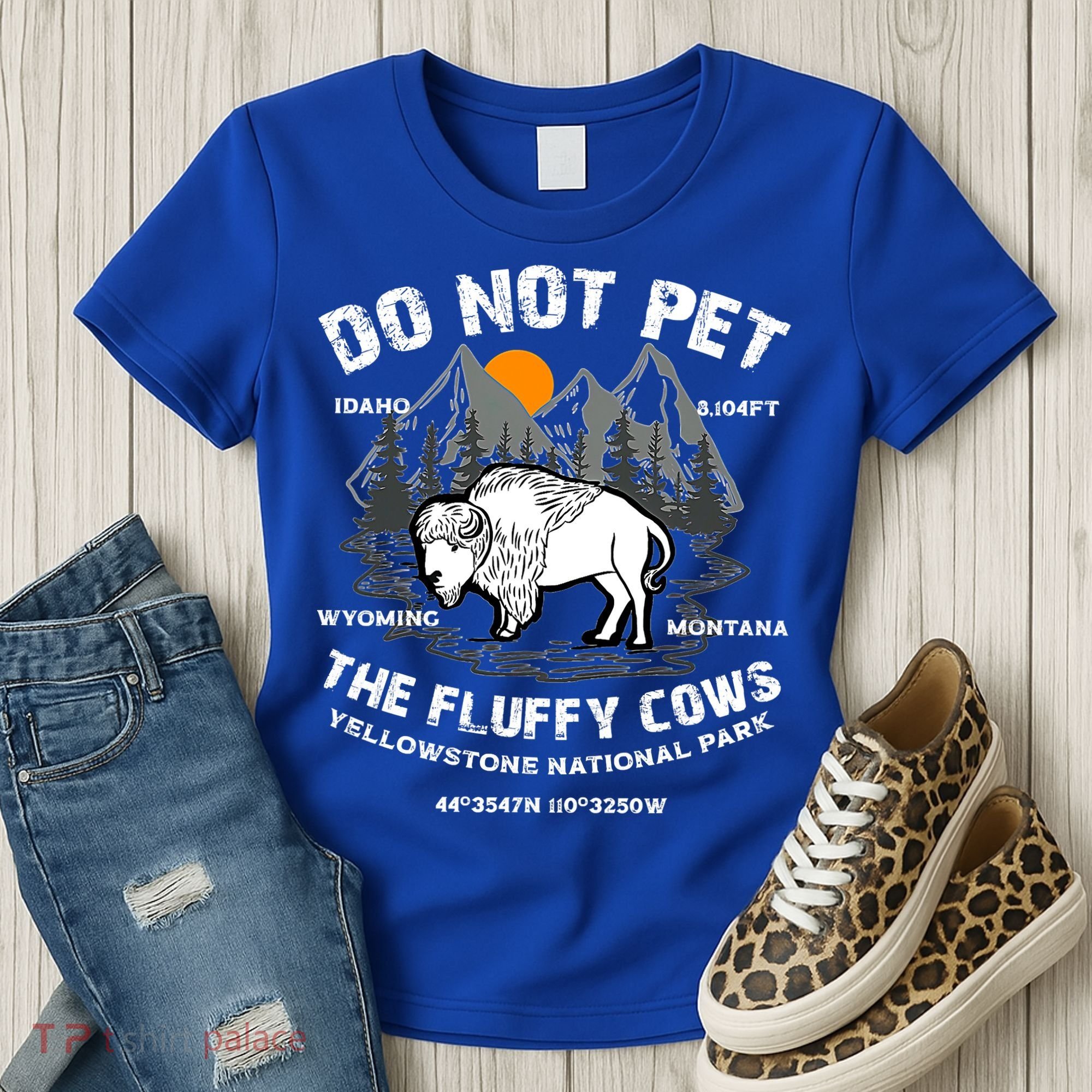 Do Not Pet The Fluffy Cows Bison Yellowston.e Funny Women's T-Shirt