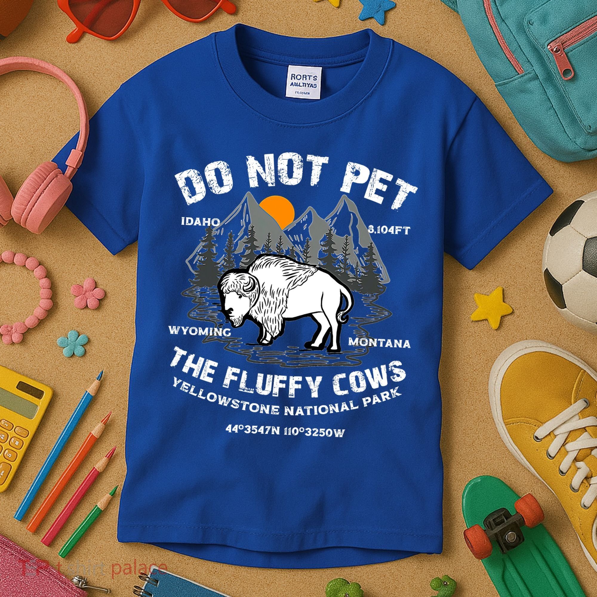 Do Not Pet The Fluffy Cows Bison Yellowston.e Funny Kids T-Shirt