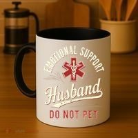 Do Not Pet Emotional Support Husband Funny Coffee Mug thumb 4