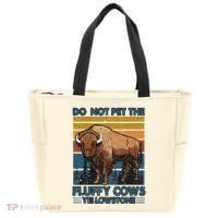 Do Not Pet The Fluffy Cows Buffalo & Bison Yellowstone Park Tote Bag thumb 0