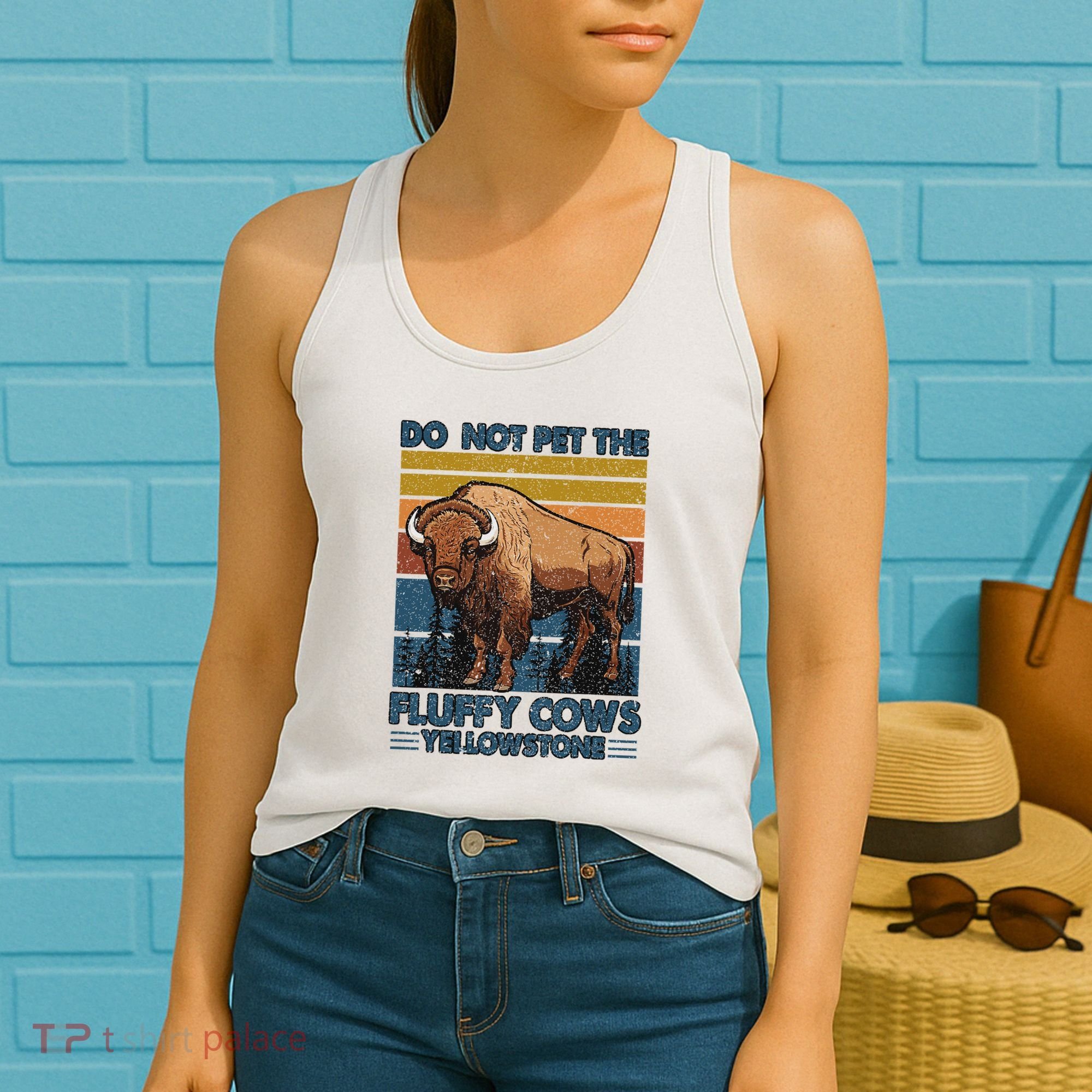 Do Not Pet The Fluffy Cows Buffalo & Bison Yellowstone Park Women's Tank Top