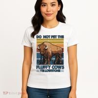 Do Not Pet The Fluffy Cows Buffalo & Bison Yellowstone Park Women's T-Shirt thumb 4