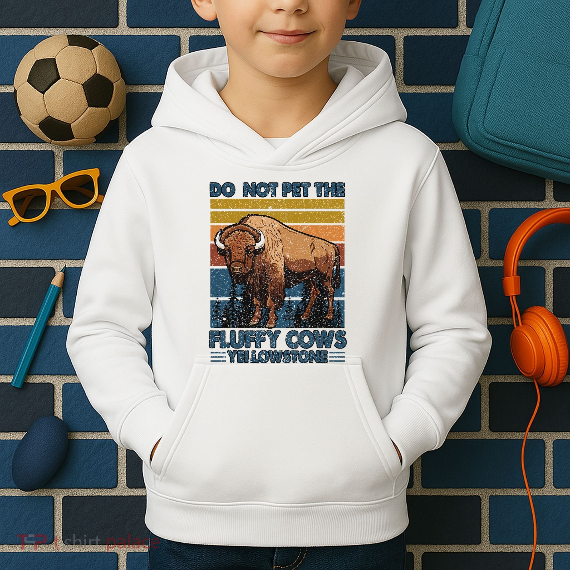 Do Not Pet The Fluffy Cows Buffalo & Bison Yellowstone Park Kids Hoodie