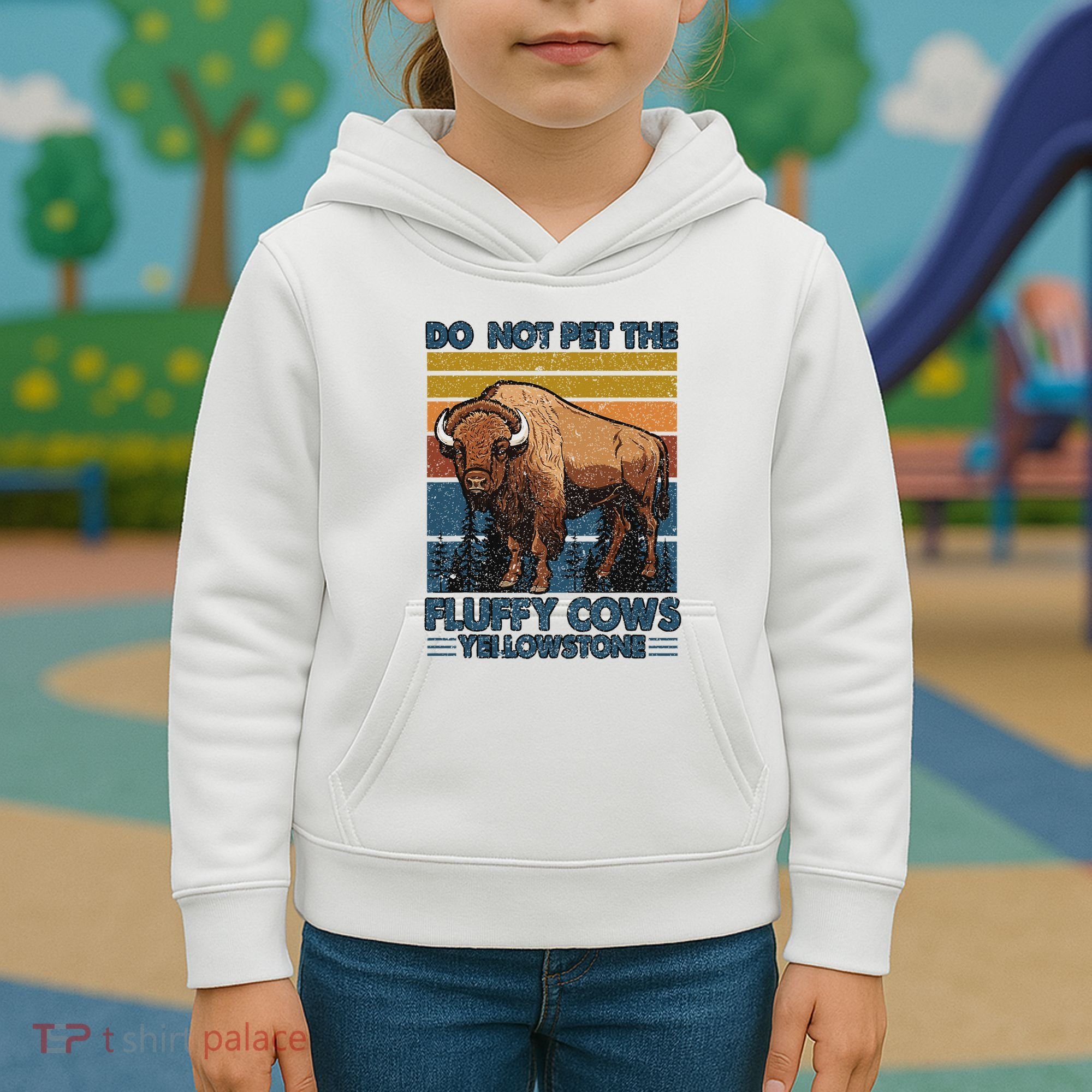 Do Not Pet The Fluffy Cows Buffalo & Bison Yellowstone Park Kids Hoodie