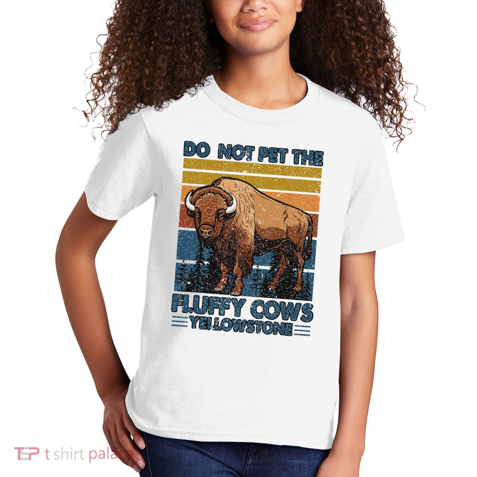 Do Not Pet The Fluffy Cows Buffalo & Bison Yellowstone Park Kids T-Shirt