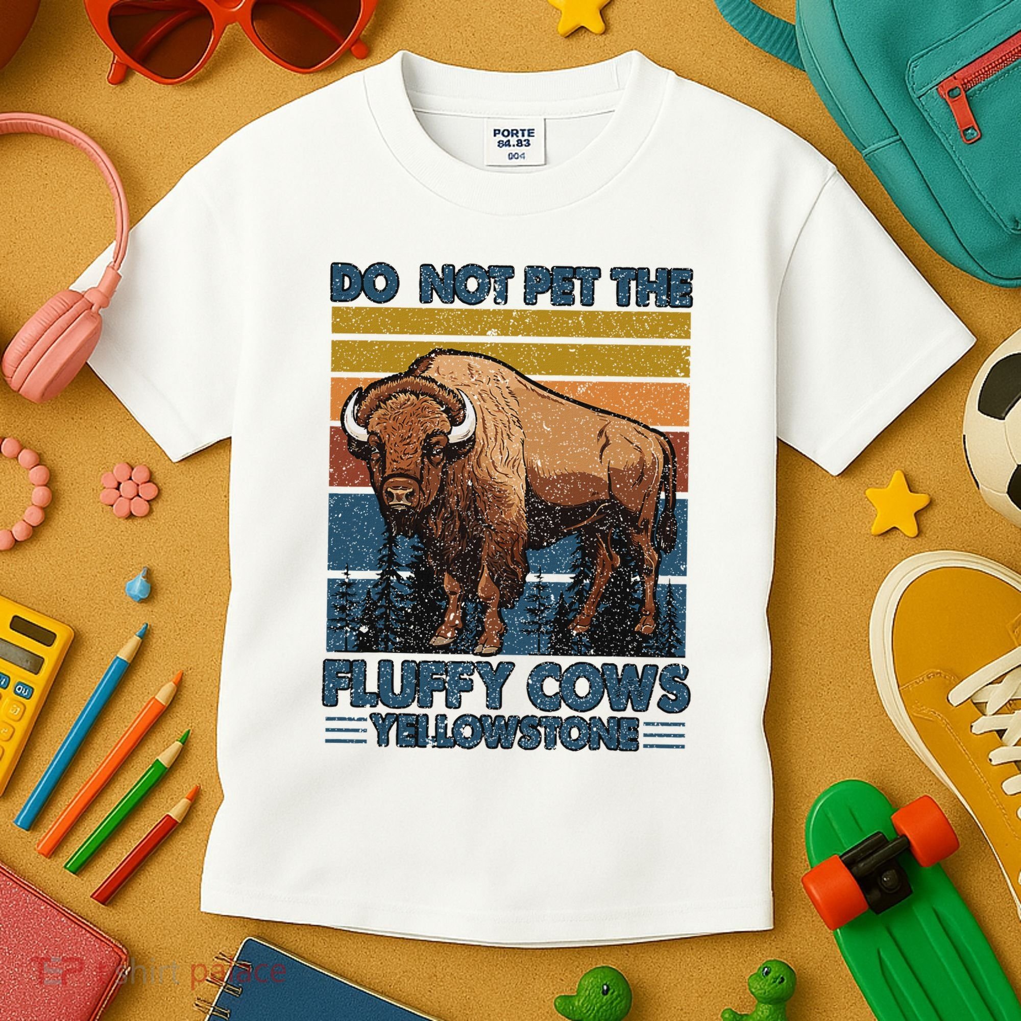 Do Not Pet The Fluffy Cows Buffalo & Bison Yellowstone Park Kids T-Shirt
