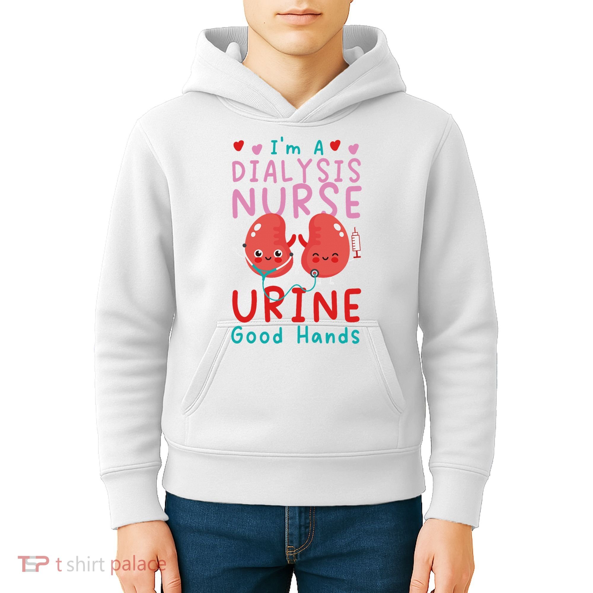 Dialysis Nurse Pun I'm A Dialysis Nurse Urine Good Hands Kids Hoodie