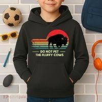 Do Not Pet The Fluffy Cows Bison Lover Kids Hoodie thumb 2